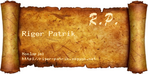 Riger Patrik névjegykártya
